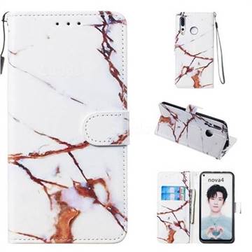 Platinum Marble Smooth Leather Phone Wallet Case for Huawei nova 4
