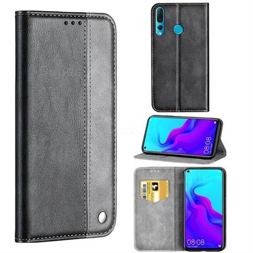 Classic Business Ultra Slim Magnetic Sucking Stitching Flip Cover for Huawei nova 4 - Silver Gray
