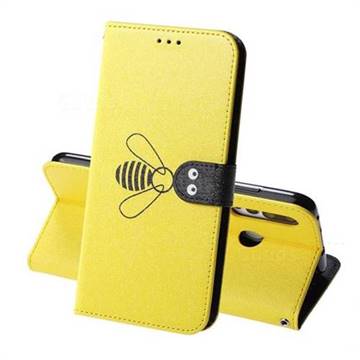 Silk Texture Bee Pattern Leather Phone Case for Huawei nova 4 - Yellow