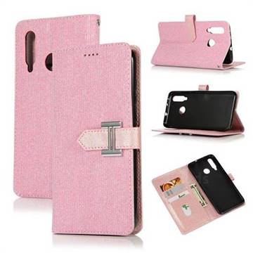 Fashion Glitter Metal Buckle Wallet Case for Huawei nova 4 - Pink