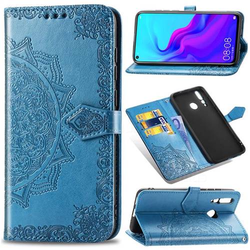 Embossing Imprint Mandala Flower Leather Wallet Case for Huawei nova 4 - Blue