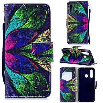 Colorful Leaves Leather Wallet Case for Huawei nova 4