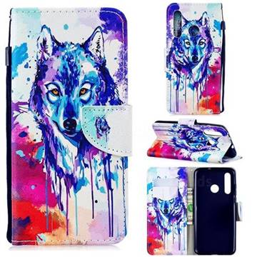 Watercolor Wolf Leather Wallet Case for Huawei nova 4