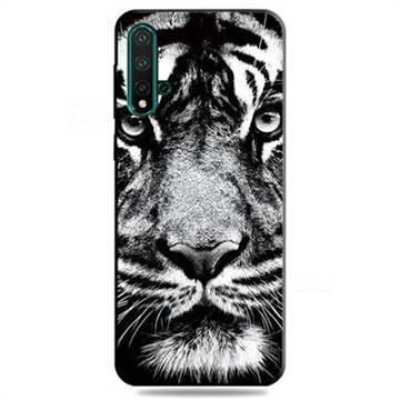 White Tiger 3D Embossed Relief Black TPU Cell Phone Back Cover for Huawei Nova 5 / Nova 5 Pro