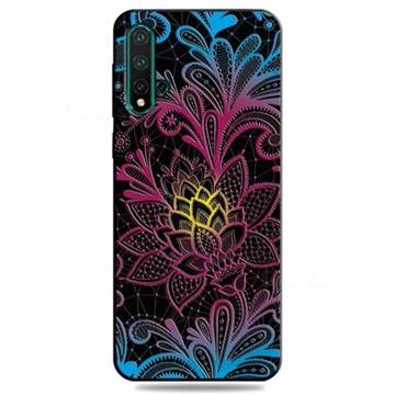 Colorful Lace 3D Embossed Relief Black TPU Cell Phone Back Cover for Huawei Nova 5 / Nova 5 Pro