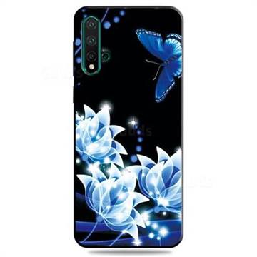 Blue Butterfly 3D Embossed Relief Black TPU Cell Phone Back Cover for Huawei Nova 5 / Nova 5 Pro