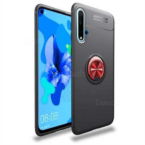 Auto Focus Invisible Ring Holder Soft Phone Case for Huawei Nova 5 / Nova 5 Pro - Black Red