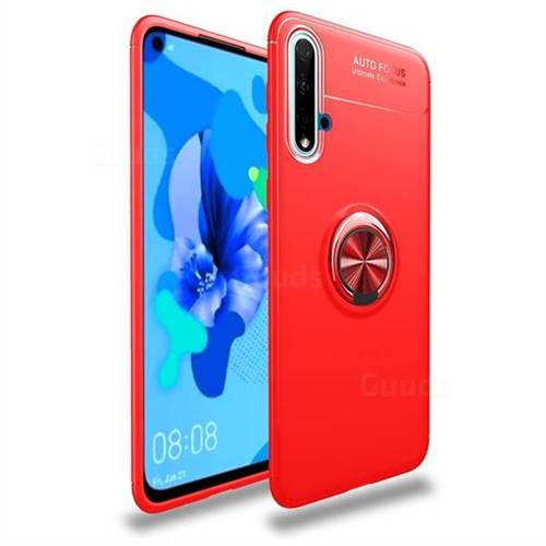 Auto Focus Invisible Ring Holder Soft Phone Case for Huawei Nova 5 / Nova 5 Pro - Red