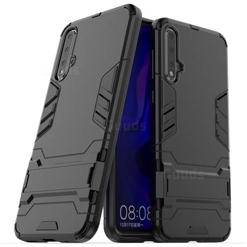 Armor Premium Tactical Grip Kickstand Shockproof Dual Layer Rugged Hard Cover for Huawei Nova 5 / Nova 5 Pro - Black