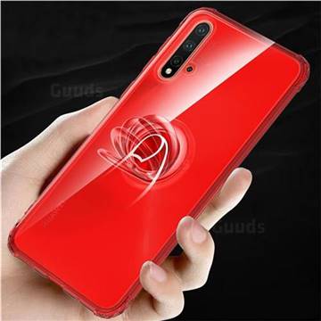 Anti-fall Invisible Press Bounce Ring Holder Phone Cover for Huawei Nova 5 / Nova 5 Pro - Noble Red