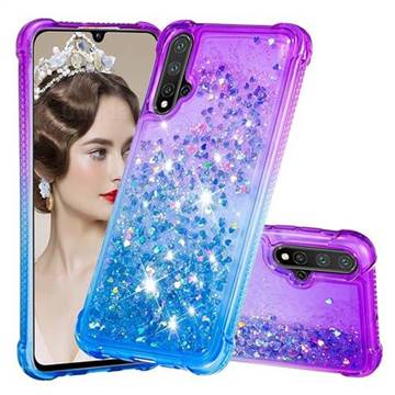 Rainbow Gradient Liquid Glitter Quicksand Sequins Phone Case for Huawei Nova 5 / Nova 5 Pro - Purple Blue