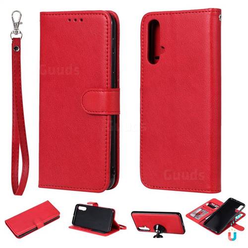 Retro Greek Detachable Magnetic PU Leather Wallet Phone Case for Huawei Nova 5 / Nova 5 Pro - Red