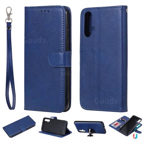 Retro Greek Detachable Magnetic PU Leather Wallet Phone Case for Huawei Nova 5 / Nova 5 Pro - Blue