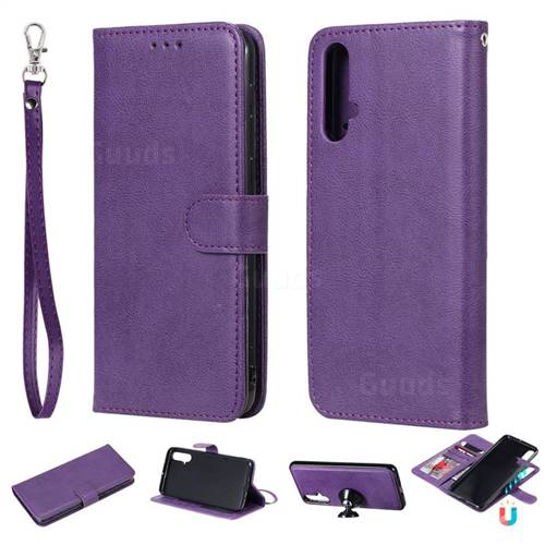 Retro Greek Detachable Magnetic PU Leather Wallet Phone Case for Huawei Nova 5 / Nova 5 Pro - Purple