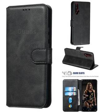 Retro Calf Matte Leather Wallet Phone Case for Huawei Nova 5 / Nova 5 Pro - Black