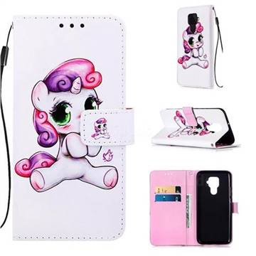 Playful Pony Matte Leather Wallet Phone Case for Huawei Nova 5 / Nova 5 Pro