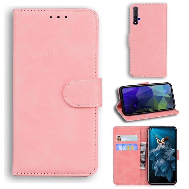 Retro Classic Skin Feel Leather Wallet Phone Case for Huawei nova 5T - Pink