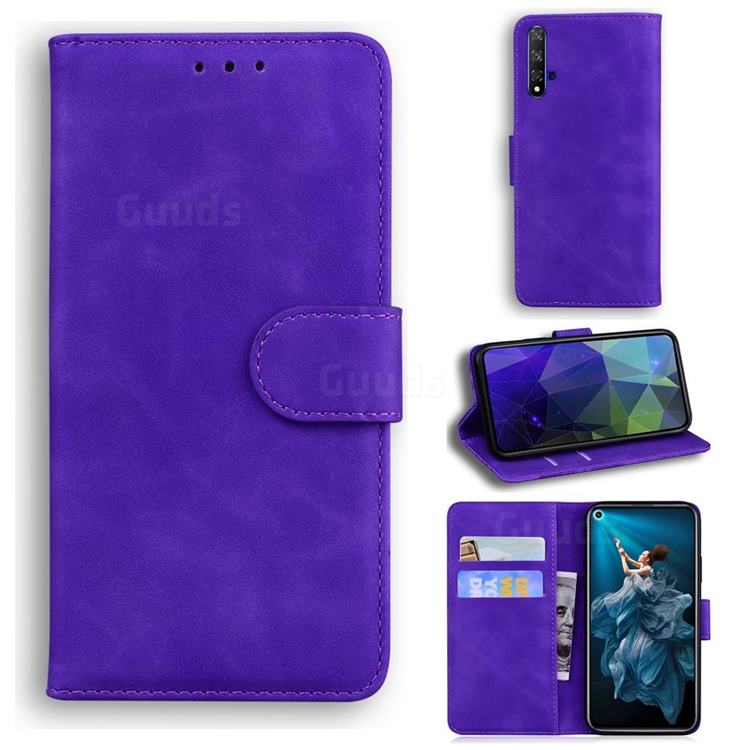 Retro Classic Skin Feel Leather Wallet Phone Case for Huawei nova 5T - Purple