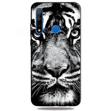 White Tiger 3D Embossed Relief Black TPU Cell Phone Back Cover for Huawei nova 5i