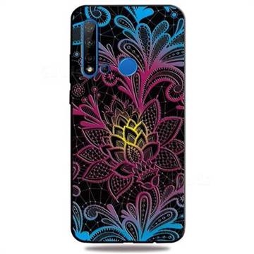 Colorful Lace 3D Embossed Relief Black TPU Cell Phone Back Cover for Huawei nova 5i