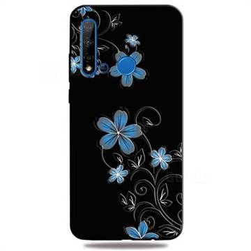 Little Blue Flowers 3D Embossed Relief Black TPU Cell Phone Back Cover for Huawei nova 5i