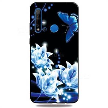 Blue Butterfly 3D Embossed Relief Black TPU Cell Phone Back Cover for Huawei nova 5i