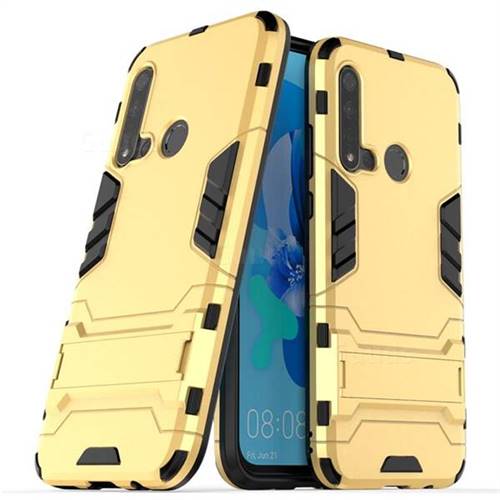 Armor Premium Tactical Grip Kickstand Shockproof Dual Layer Rugged Hard Cover for Huawei nova 5i - Golden