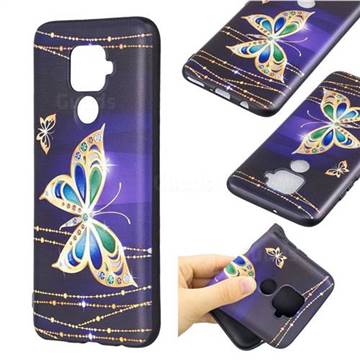 Golden Shining Butterfly 3D Embossed Relief Black Soft Back Cover for Huawei nova 5i
