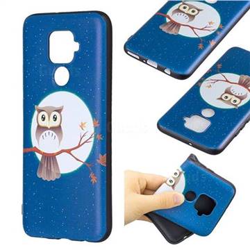 Moon and Owl 3D Embossed Relief Black Soft Back Cover for Huawei nova 5i
