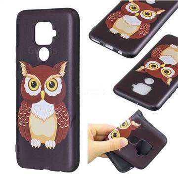 Big Owl 3D Embossed Relief Black Soft Back Cover for Huawei nova 5i