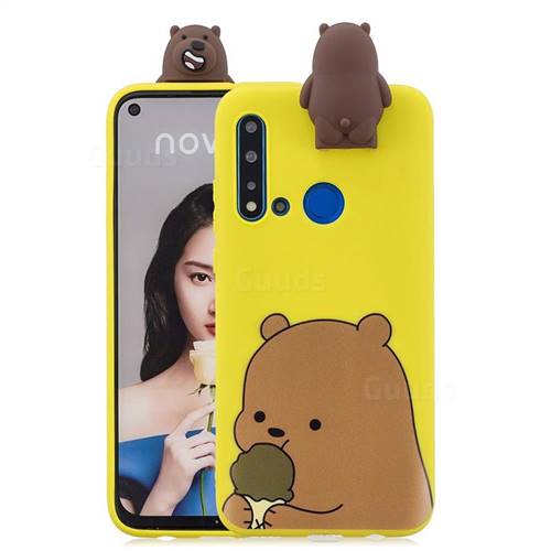 Brown Bear Soft 3D Climbing Doll Stand Soft Case for Huawei nova 5i