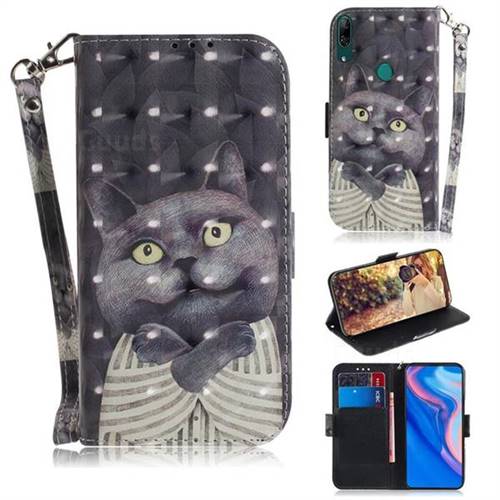 Cat Embrace 3D Painted Leather Wallet Phone Case for Huawei nova 5i