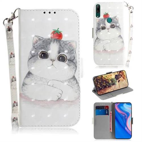 Cute Tomato Cat 3D Painted Leather Wallet Phone Case for Huawei nova 5i