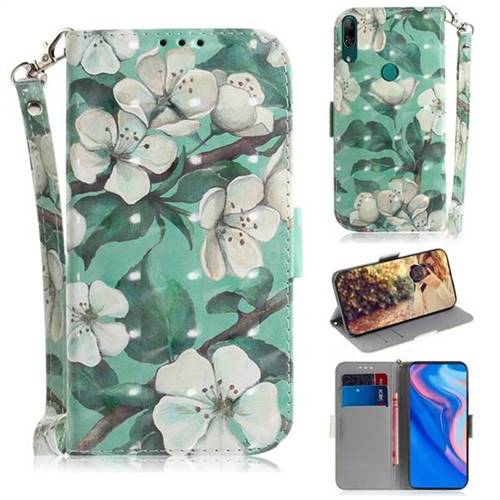 Watercolor Flower 3D Painted Leather Wallet Phone Case for Huawei nova 5i
