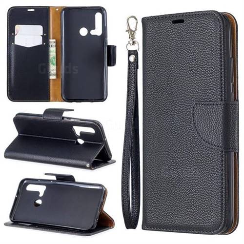 Classic Luxury Litchi Leather Phone Wallet Case for Huawei nova 5i - Black