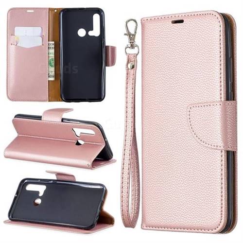 Classic Luxury Litchi Leather Phone Wallet Case for Huawei nova 5i - Golden