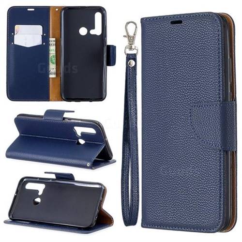 Classic Luxury Litchi Leather Phone Wallet Case for Huawei nova 5i - Blue