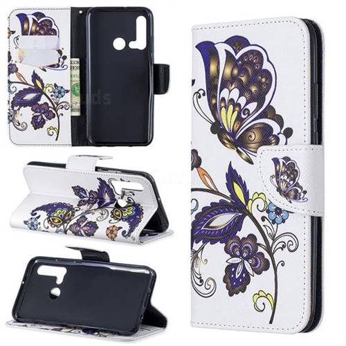 Butterflies and Flowers Leather Wallet Case for Huawei nova 5i