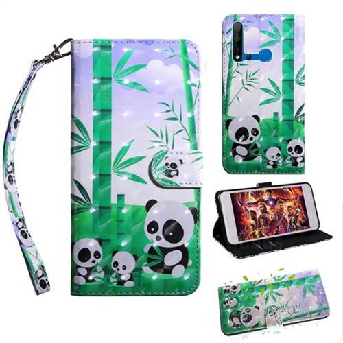 Eating Bamboo Pandas 3D Painted Leather Wallet Case for Huawei nova 5i