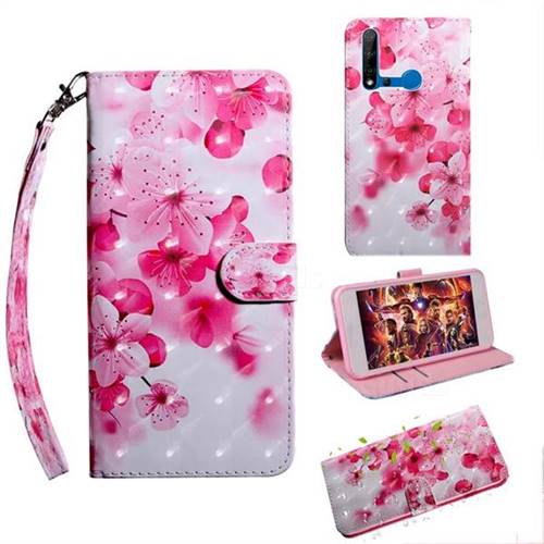Peach Blossom 3D Painted Leather Wallet Case for Huawei nova 5i