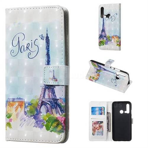 Paris Tower 3D Painted Leather Phone Wallet Case for Huawei nova 5i