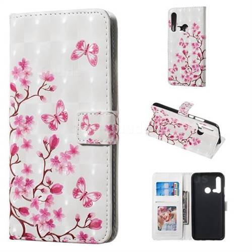 Cherry Blossom 3D Painted Leather Phone Wallet Case for Huawei nova 5i