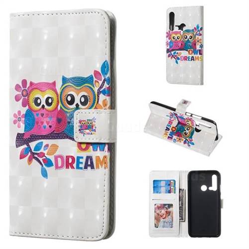 Couple Owl 3D Painted Leather Phone Wallet Case for Huawei nova 5i