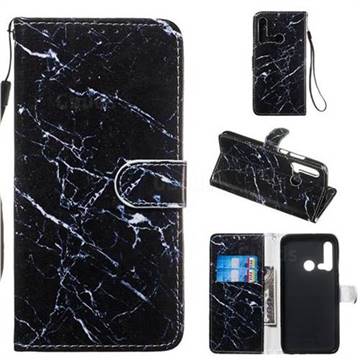 Black Marble Smooth Leather Phone Wallet Case for Huawei nova 5i
