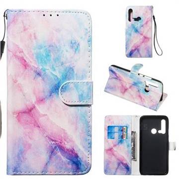 Blue Pink Marble Smooth Leather Phone Wallet Case for Huawei nova 5i