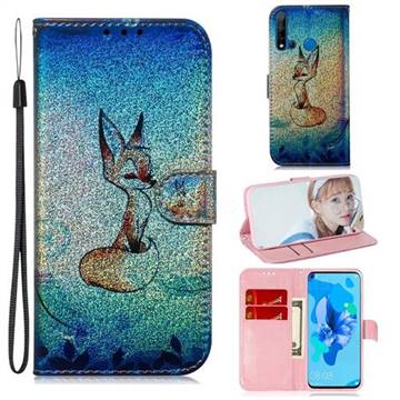 Cute Fox Laser Shining Leather Wallet Phone Case for Huawei nova 5i