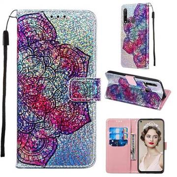 Glutinous Flower Sequins Painted Leather Wallet Case for Huawei nova 5i