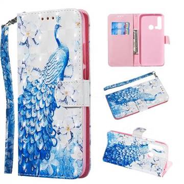 Blue Peacock 3D Painted Leather Wallet Phone Case for Huawei nova 5i