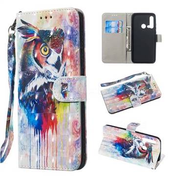 Watercolor Owl 3D Painted Leather Wallet Phone Case for Huawei nova 5i