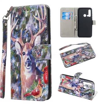 Elk Deer 3D Painted Leather Wallet Phone Case for Huawei nova 5i